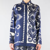 Camicia Patchwork Blu-Bianco in seta stampata WKDLASTRA 1 MAX MARA WEEKEND 