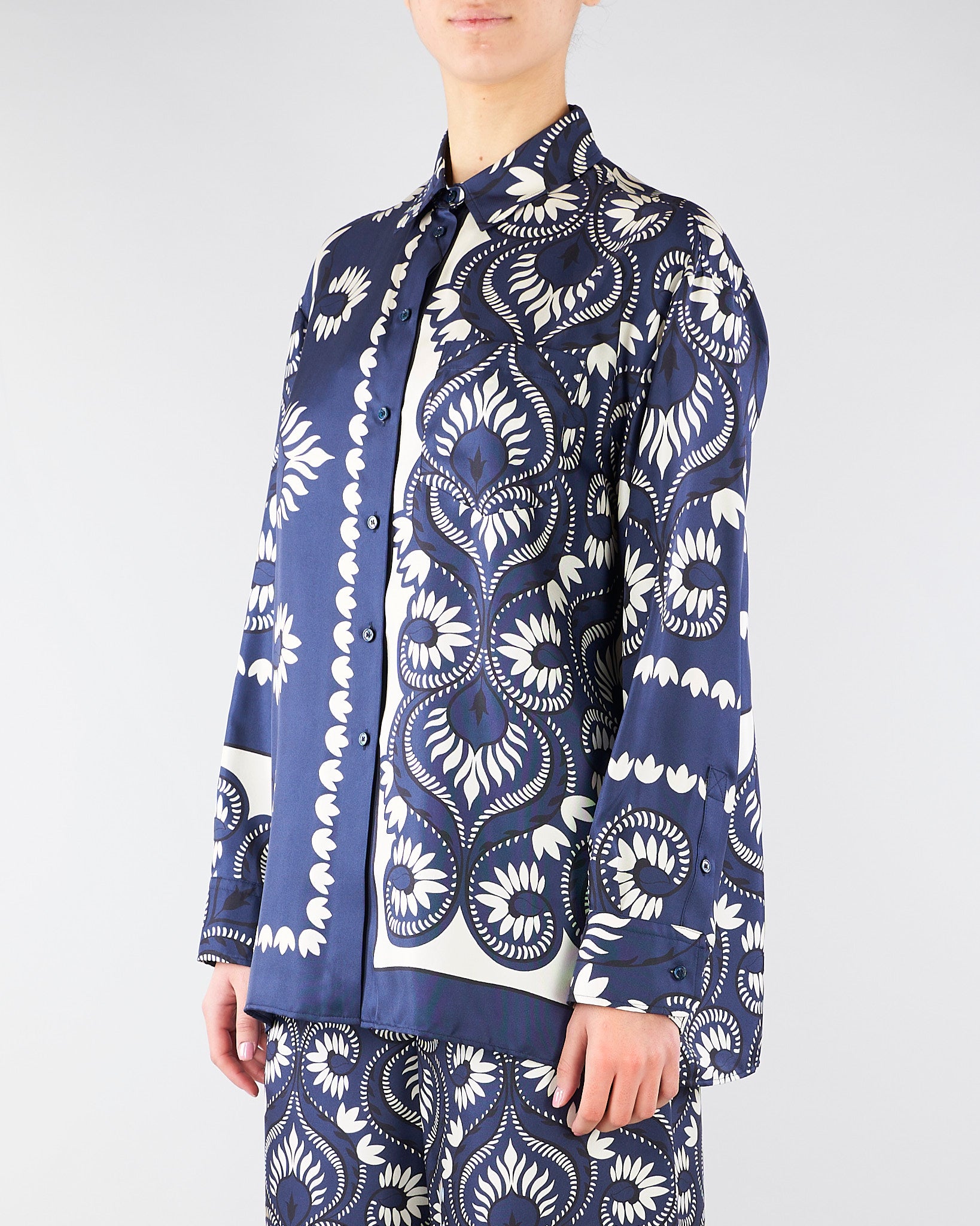 Camicia Patchwork Blu-Bianco in seta stampata WKDLASTRA 1 MAX MARA WEEKEND 