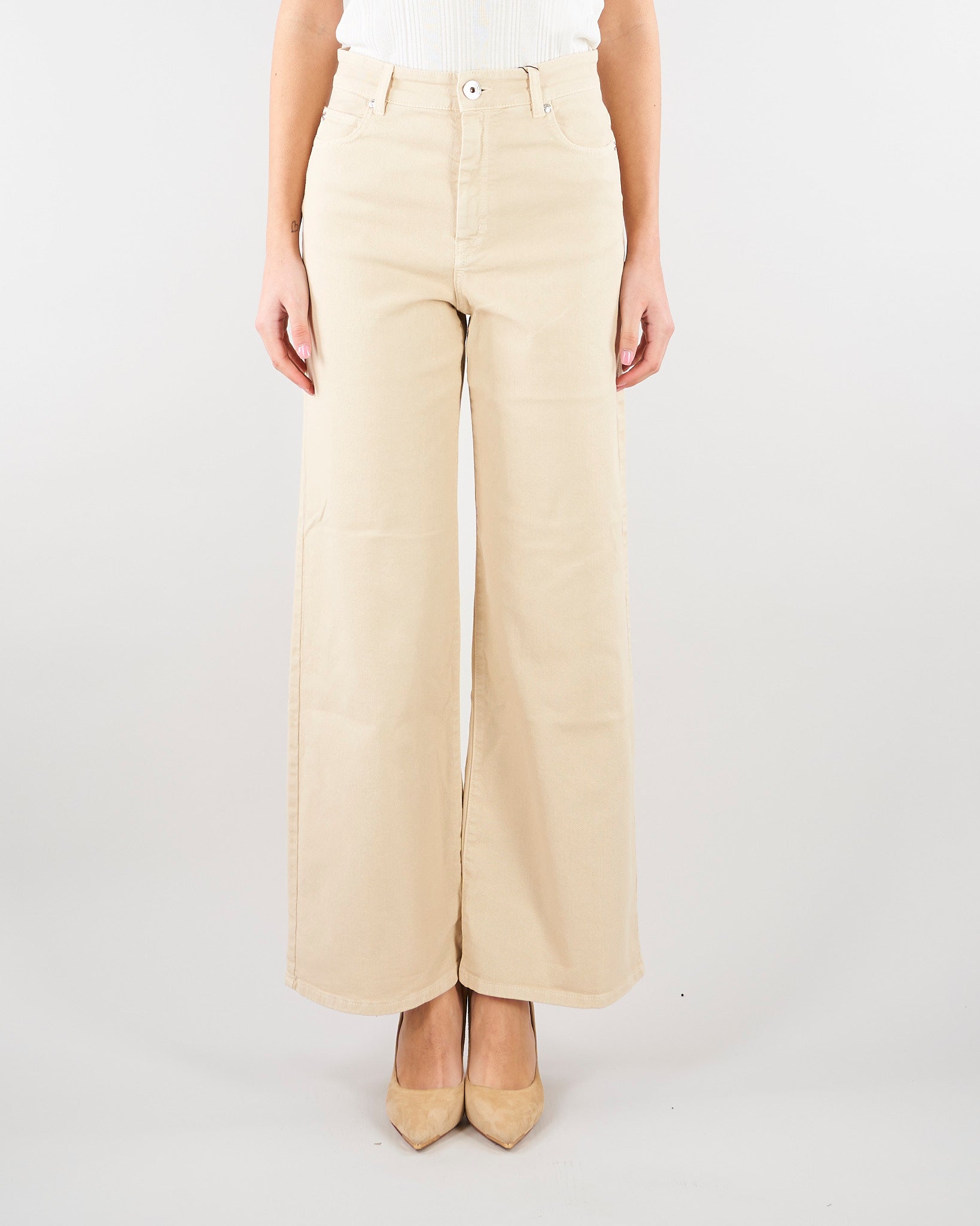 Jeans wide leg Crema in drill di cotone WKDMEDINA 12 MAX MARA WEEKEND 