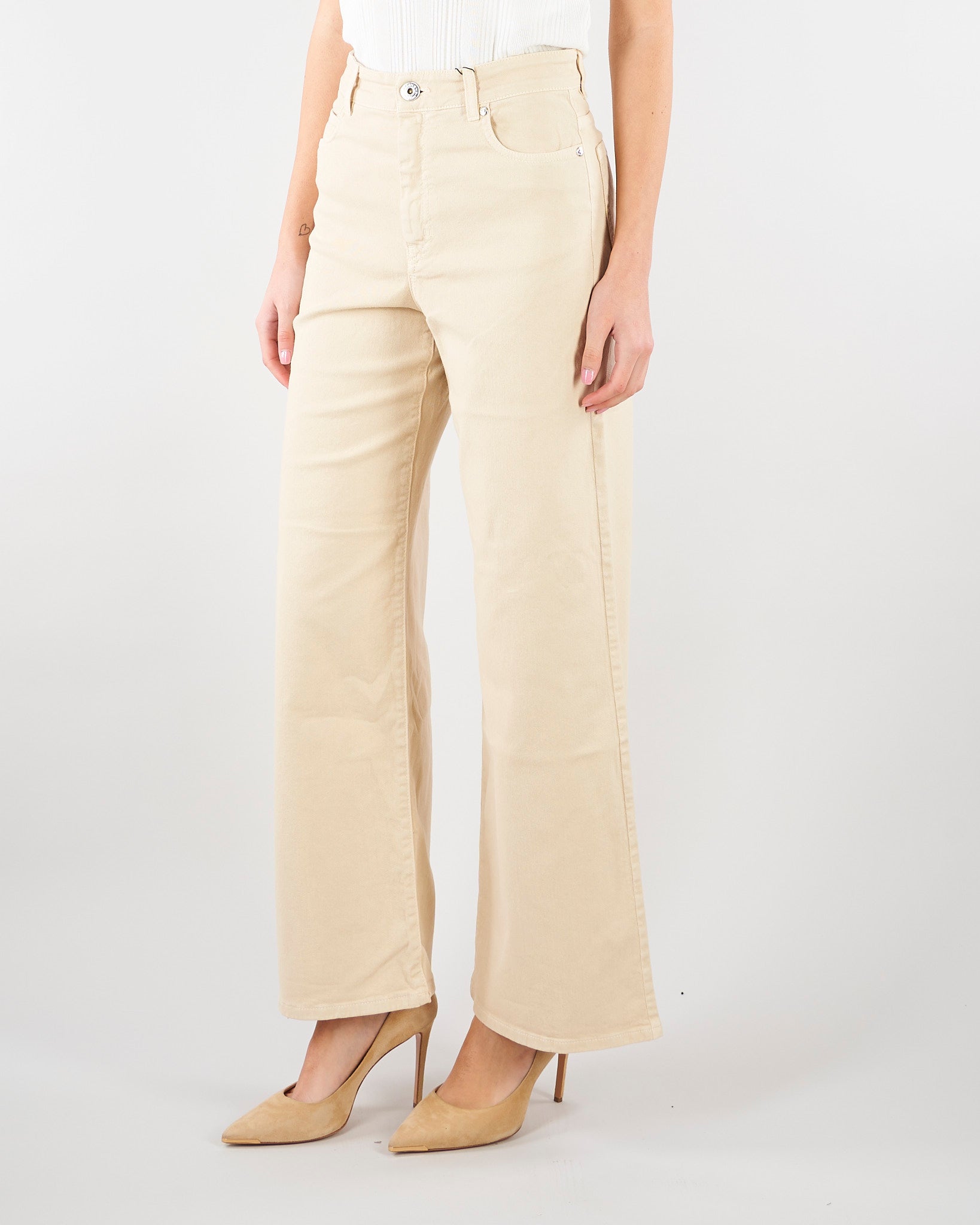 Jeans wide leg Crema in drill di cotone WKDMEDINA 12 MAX MARA WEEKEND 