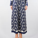 Pantalone Blu-Bianco in seta stampata. WKDOTTICO 1 MAX MARA WEEKEND 