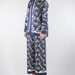 Pantalone Blu-Bianco in seta stampata. WKDOTTICO 1 MAX MARA WEEKEND 
