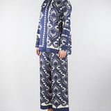 Pantalone Blu-Bianco in seta stampata. WKDOTTICO 1 MAX MARA WEEKEND 
