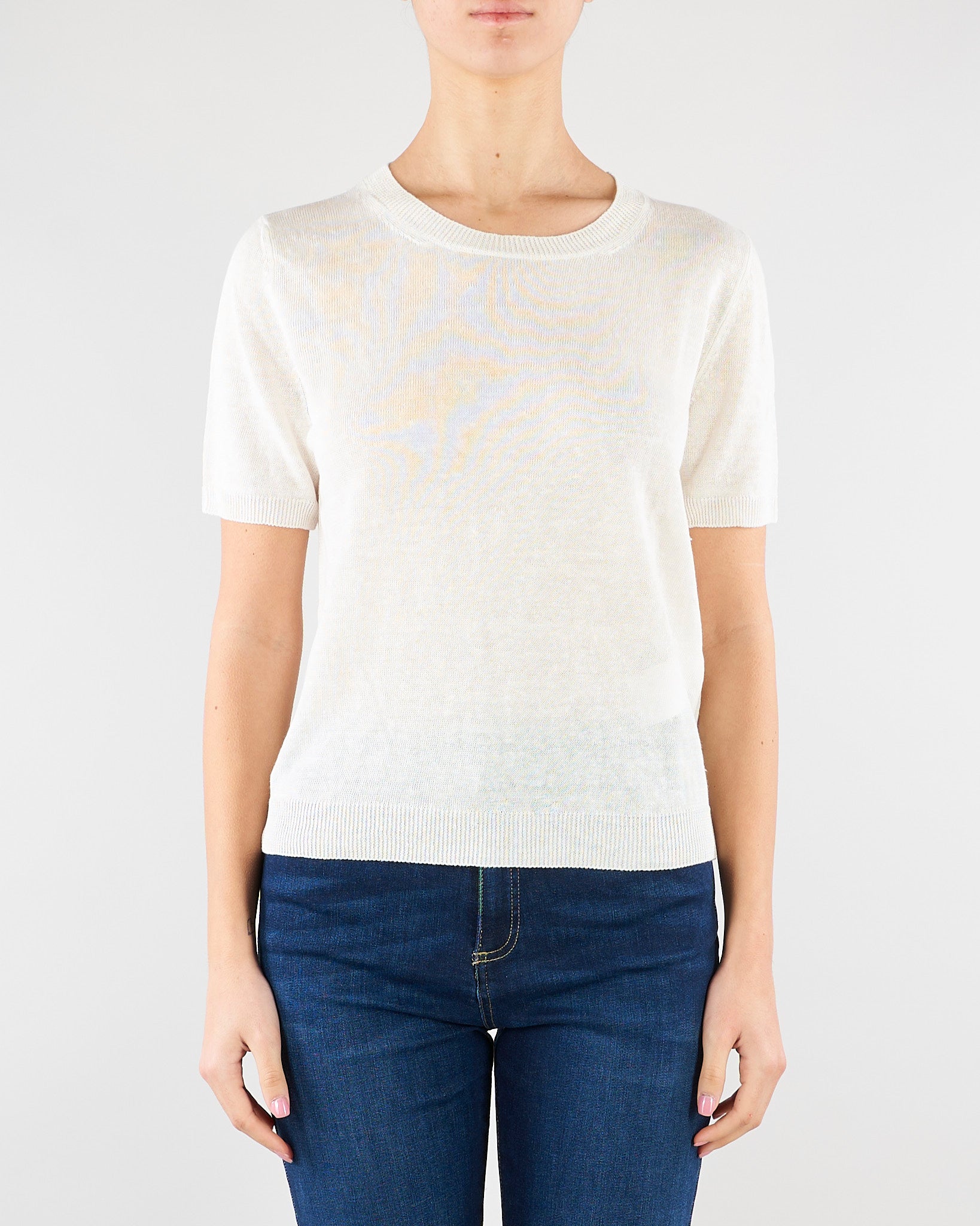 Maglia Bianco basic in filato di lino WKDPANCONE 1 MAX MARA WEEKEND 