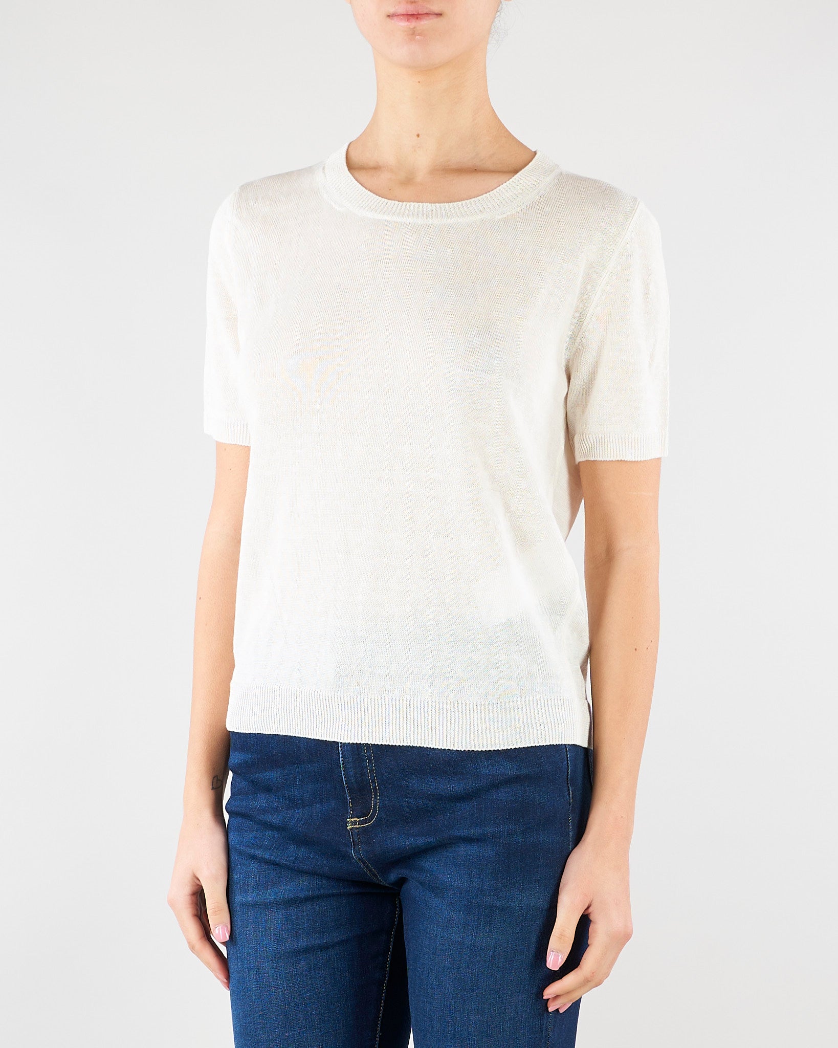 Maglia Bianco basic in filato di lino WKDPANCONE 1 MAX MARA WEEKEND 