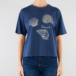 T-shirt Blu in jersey di cotone con stampa WKDSABATO 4 MAX MARA WEEKEND 