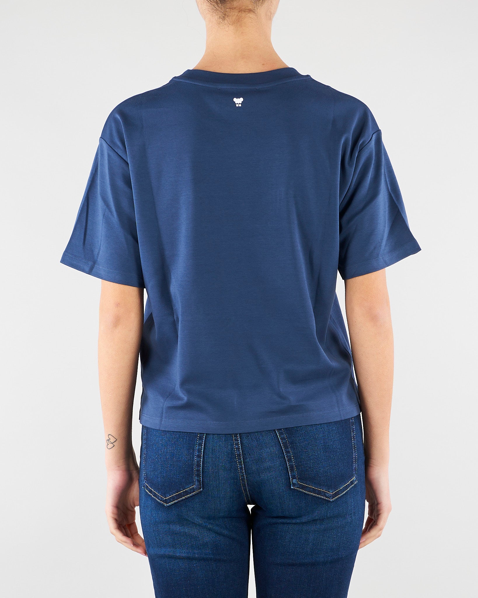 T-shirt Blu in jersey di cotone con stampa WKDSABATO 4 MAX MARA WEEKEND 