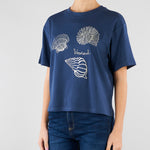 T-shirt Blu in jersey di cotone con stampa WKDSABATO 4 MAX MARA WEEKEND 