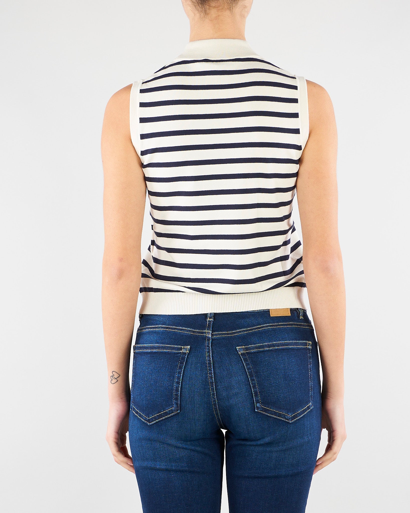 Top a righe Panna Blu in filato di viscosa stretch WKDSTALLO 10 MAX MARA WEEKEND 