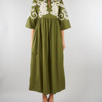 Abito Verde in popeline di cotone con ricami WKDTILDE 2 MAX MARA WEEKEND 