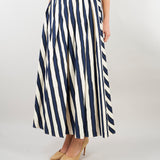 Gonna a pieghe Blu-Panna in popeline stampato WKDUOMO 6 MAX MARA WEEKEND 
