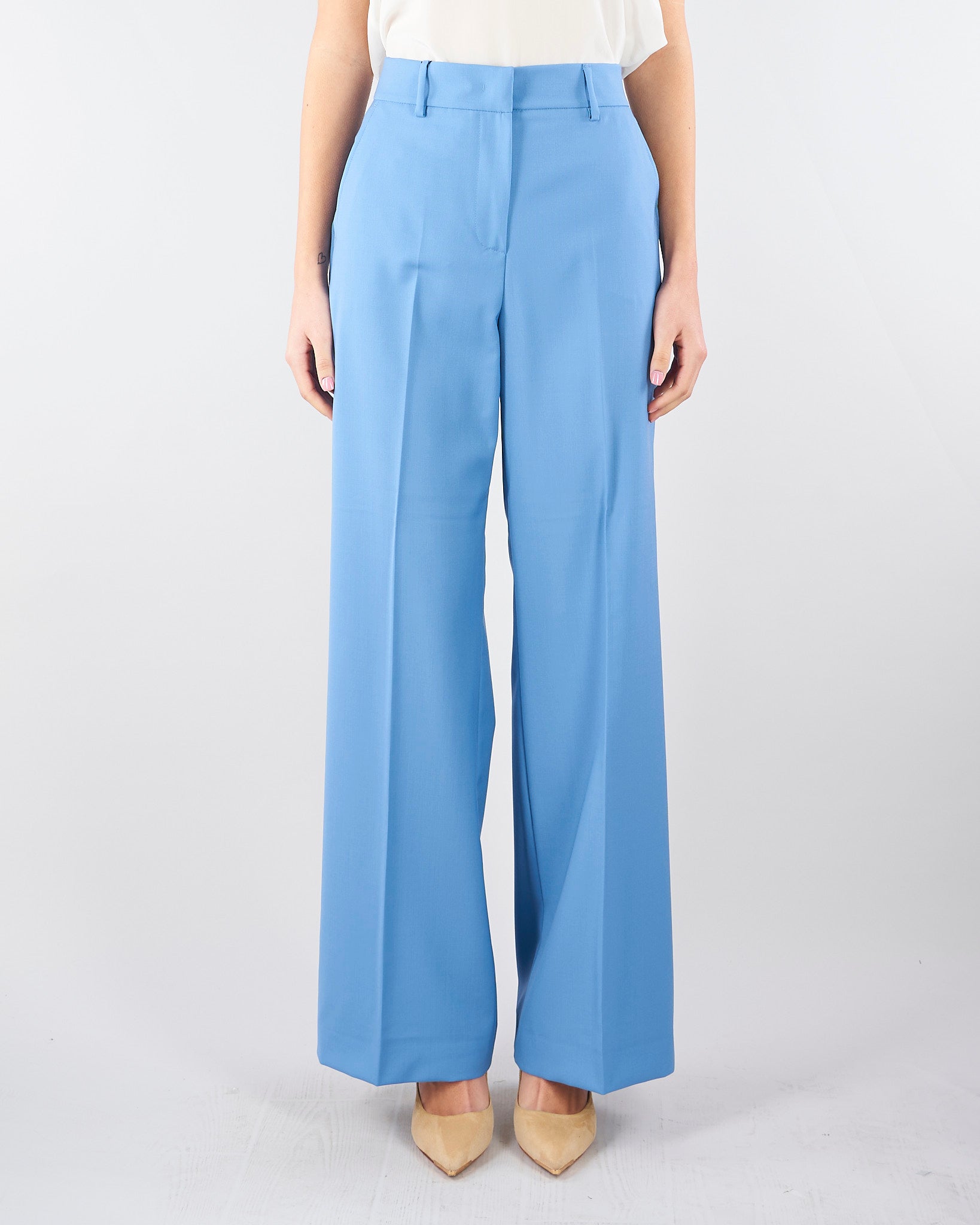 Pantalone palazzo Azzurro in tela di lana WKDVISIVO 5 MAX MARA WEEKEND 