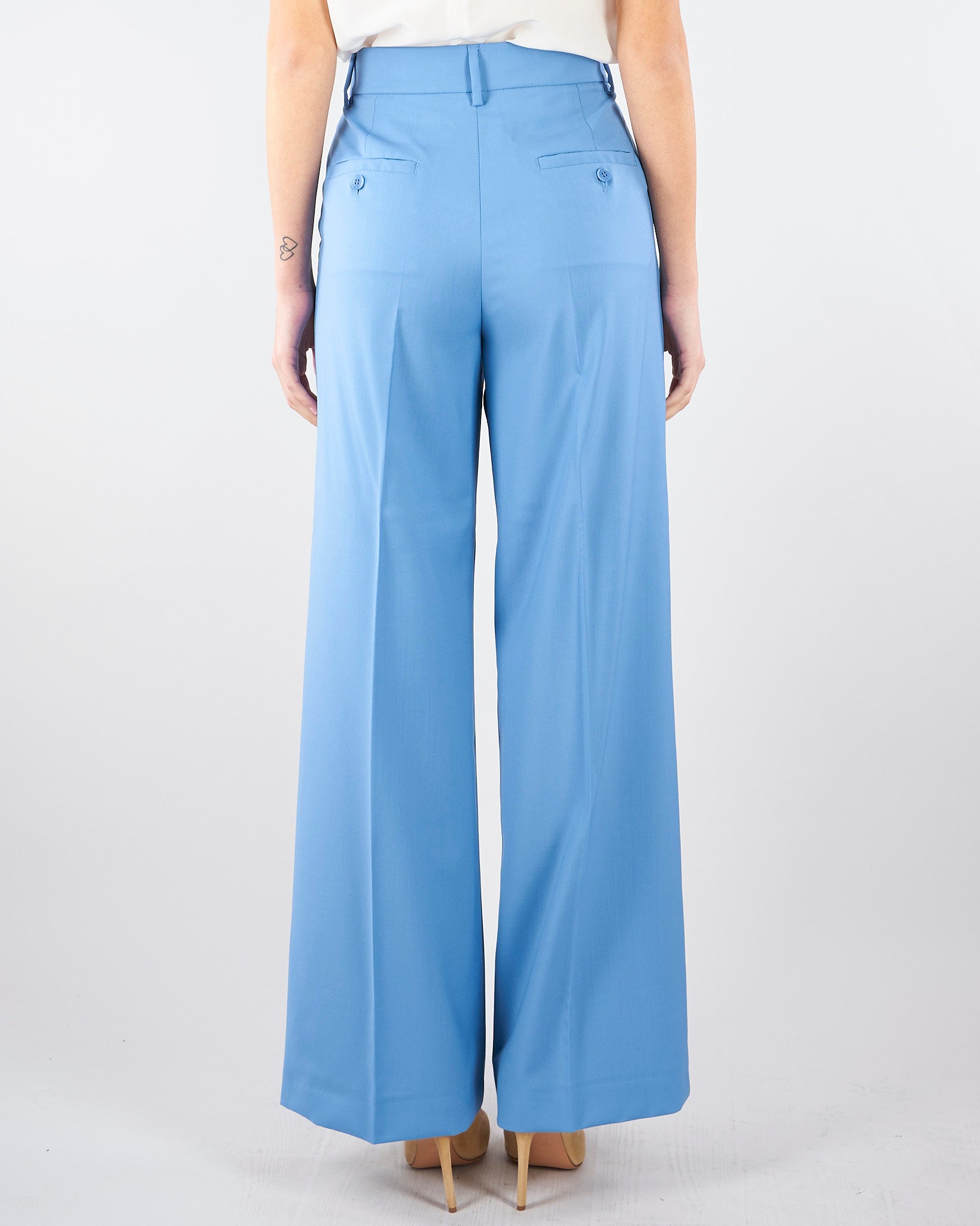 Pantalone palazzo Azzurro in tela di lana WKDVISIVO 5 MAX MARA WEEKEND 