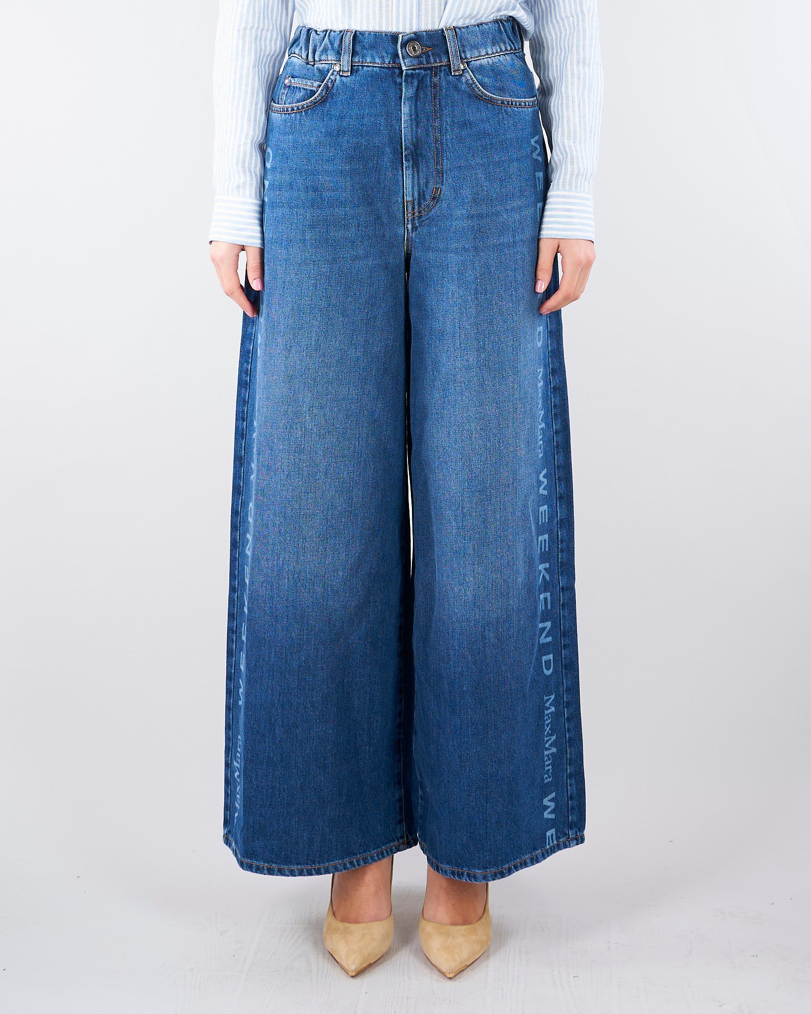 Jeans in denim di cotone con stampa logo WKDVORTICE 28 MAX MARA WEEKEND 