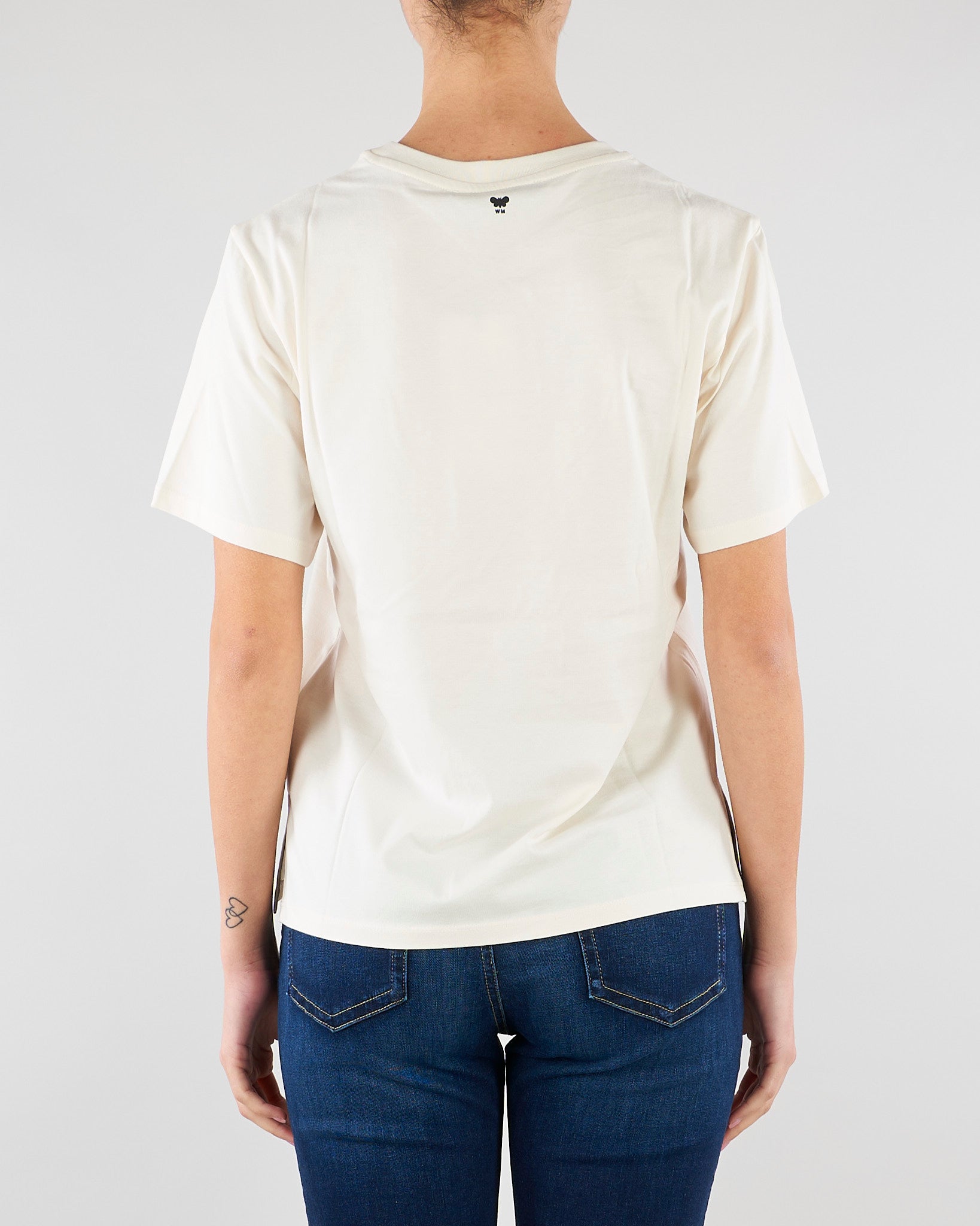 T-shirt Crema in cotone con stampa e ricami WKDWEST 5 MAX MARA WEEKEND 