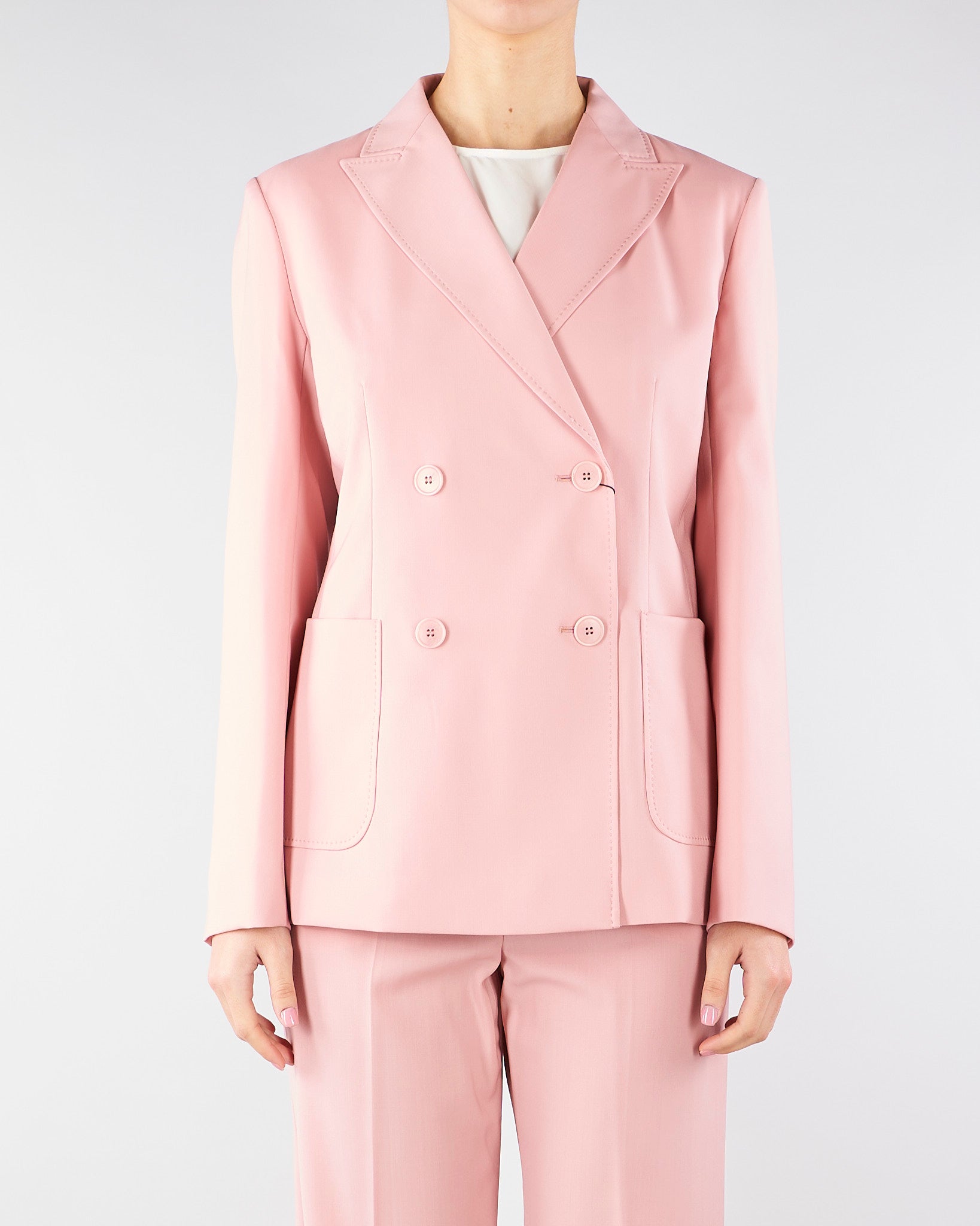 Blazer Rosa doppiopetto in lana stretch WKDZINNIA 4 MAX MARA WEEKEND 