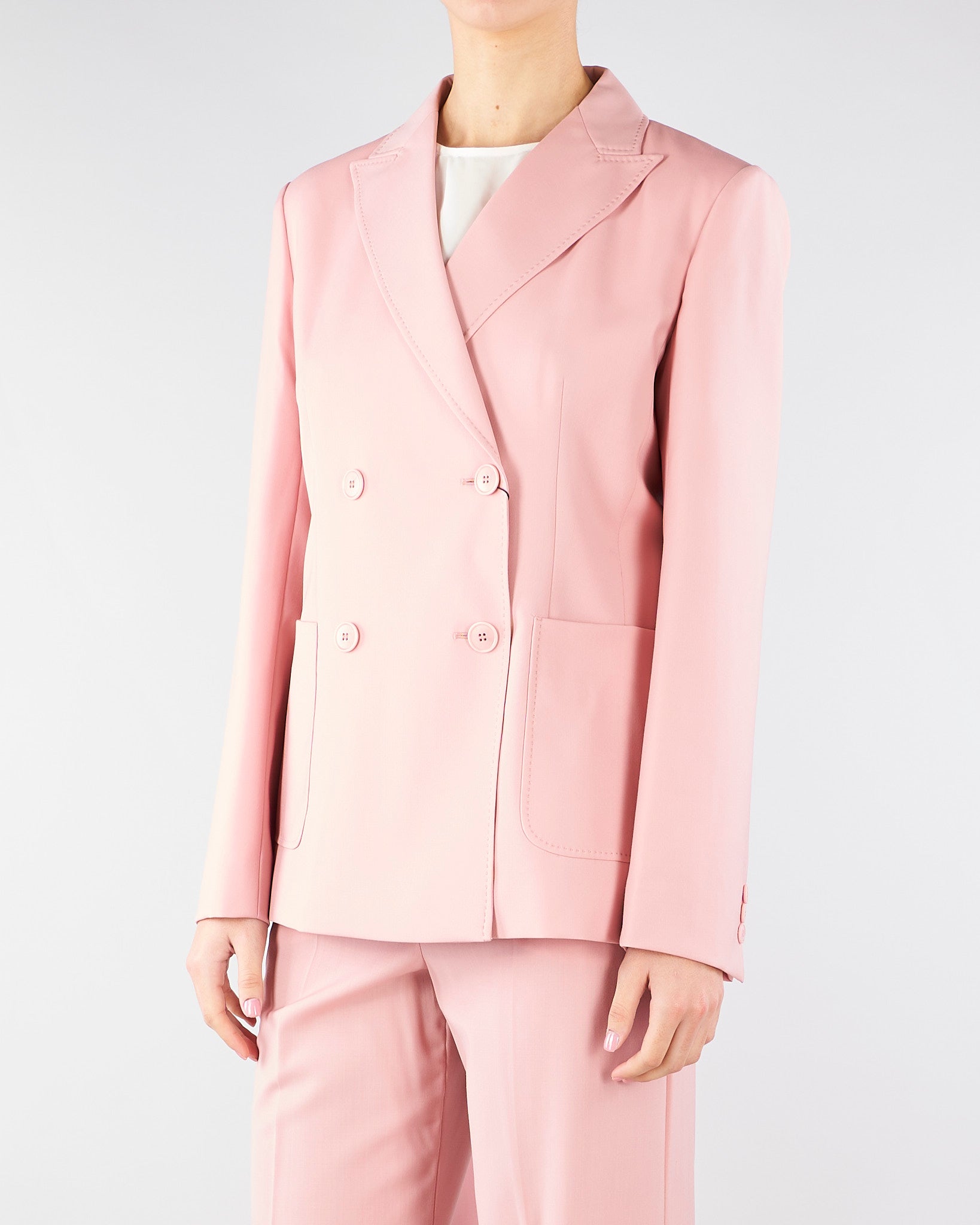 Blazer Rosa doppiopetto in lana stretch WKDZINNIA 4 MAX MARA WEEKEND 