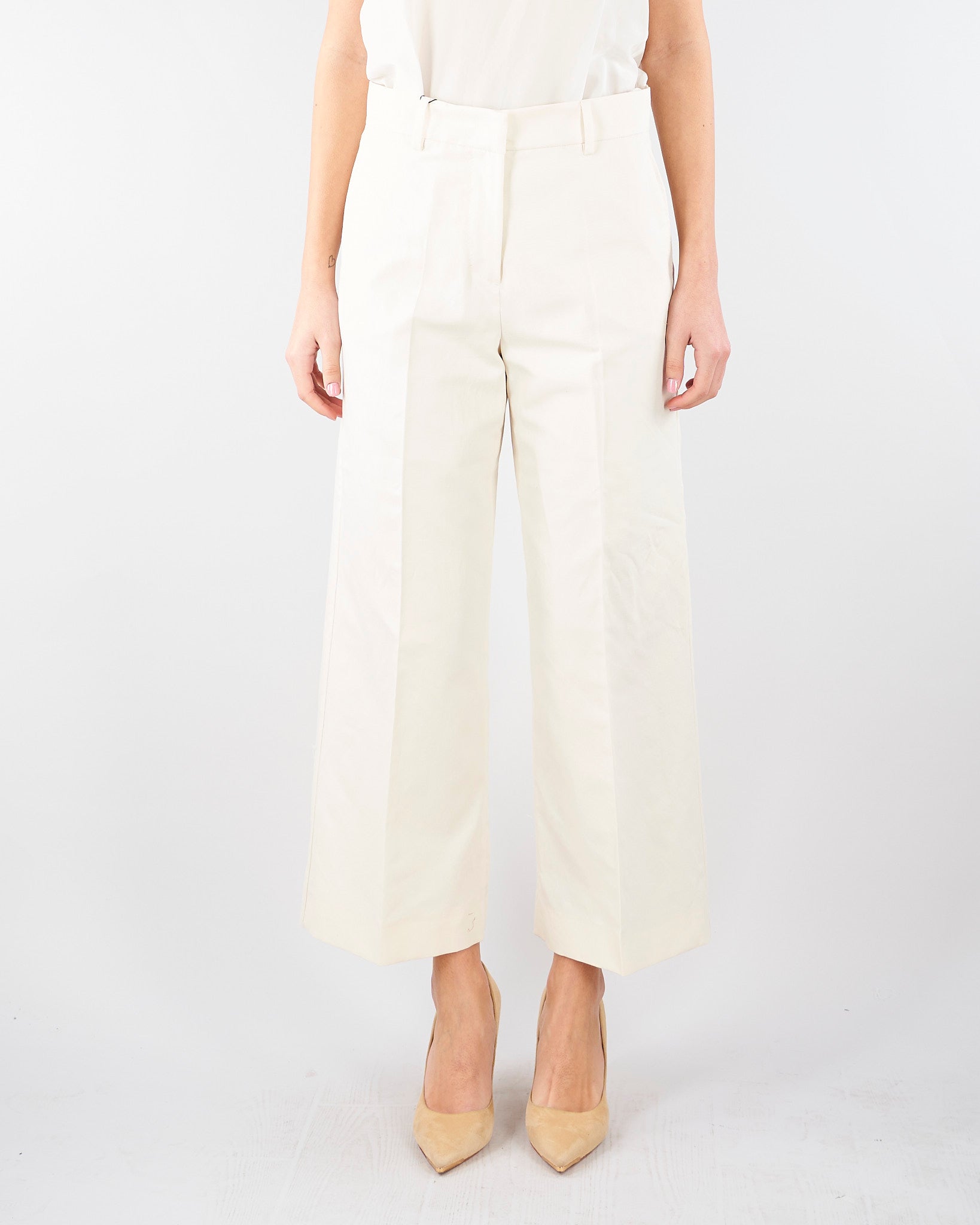 Pantalone Crema in canvas di cotone e lino WKDZIRCONE 1 MAX MARA WEEKEND 
