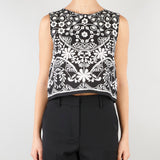 Top crop Nero-Bianco in cotone stampato WKIFANALE 1 MAX MARA WEEKEND 