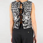 Top crop Nero-Bianco in cotone stampato WKIFANALE 1 MAX MARA WEEKEND 