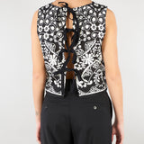 Top crop Nero-Bianco in cotone stampato WKIFANALE 1 MAX MARA WEEKEND 