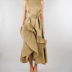 Abito Beige con balze plissettate M6EL00 981 MEIMEIJ 