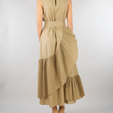 Abito Beige con balze plissettate M6EL00 981 MEIMEIJ 