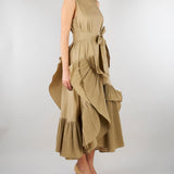 Abito Beige con balze plissettate M6EL00 981 MEIMEIJ 