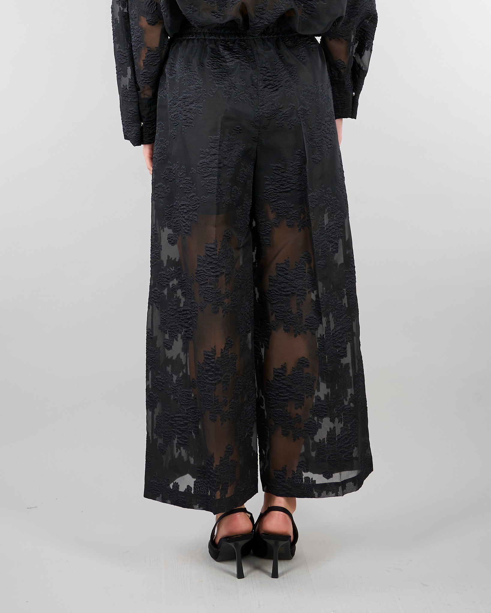 Pantalone Nero con ricami M6ER04 100 MEIMEIJ 