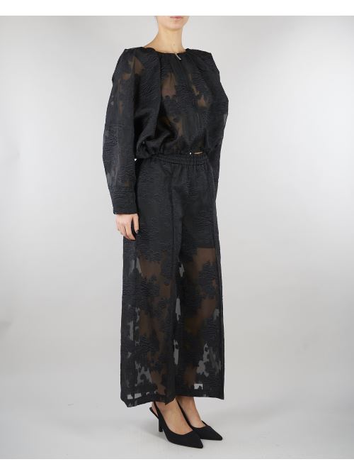 Pantalone Nero con ricami M6ER04 100 MEIMEIJ 