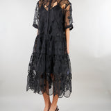 Abito Nero a balze M6EW01 100 MEIMEIJ 