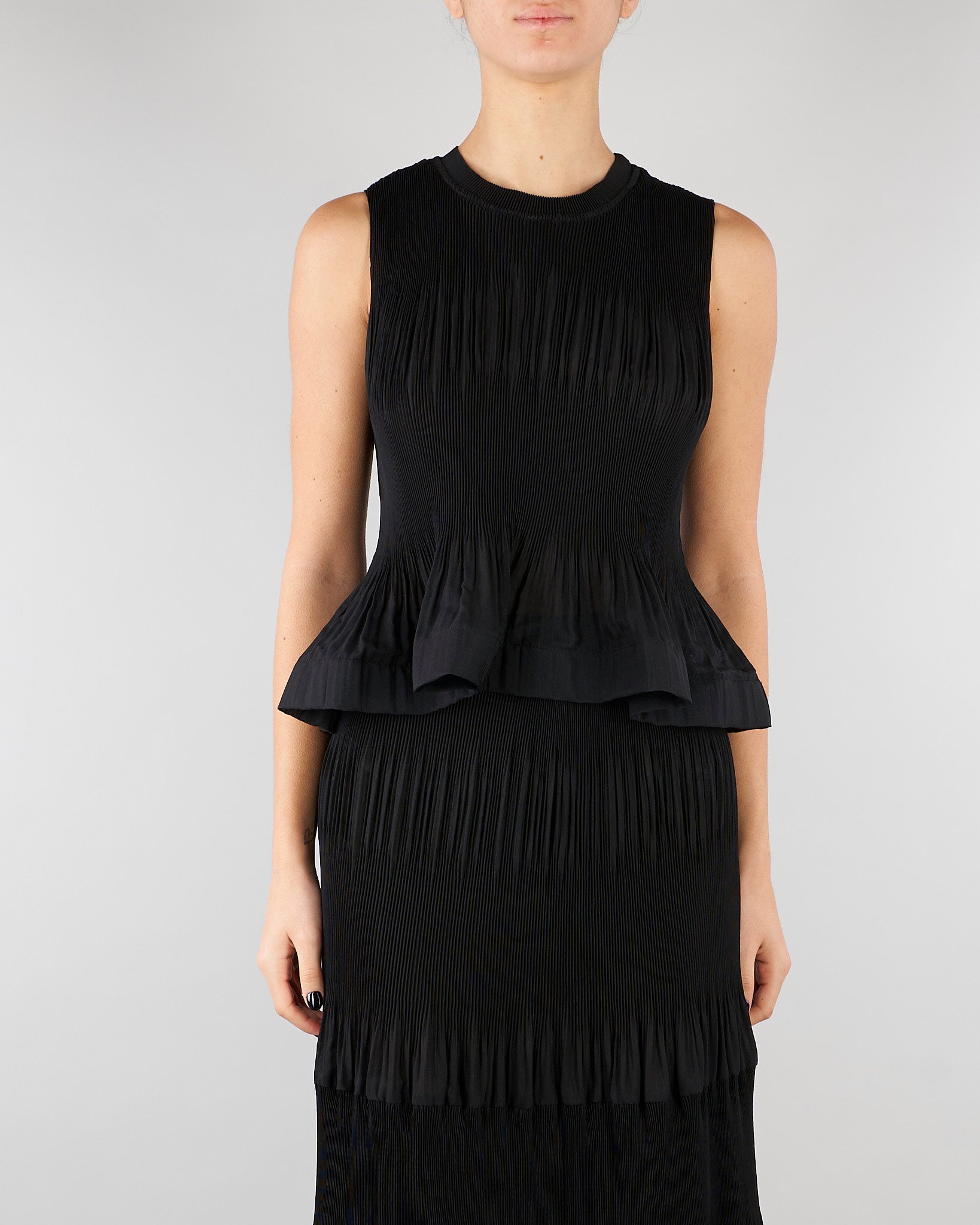 Top Nero plissè con rouches M6EY04 100 MEIMEIJ 