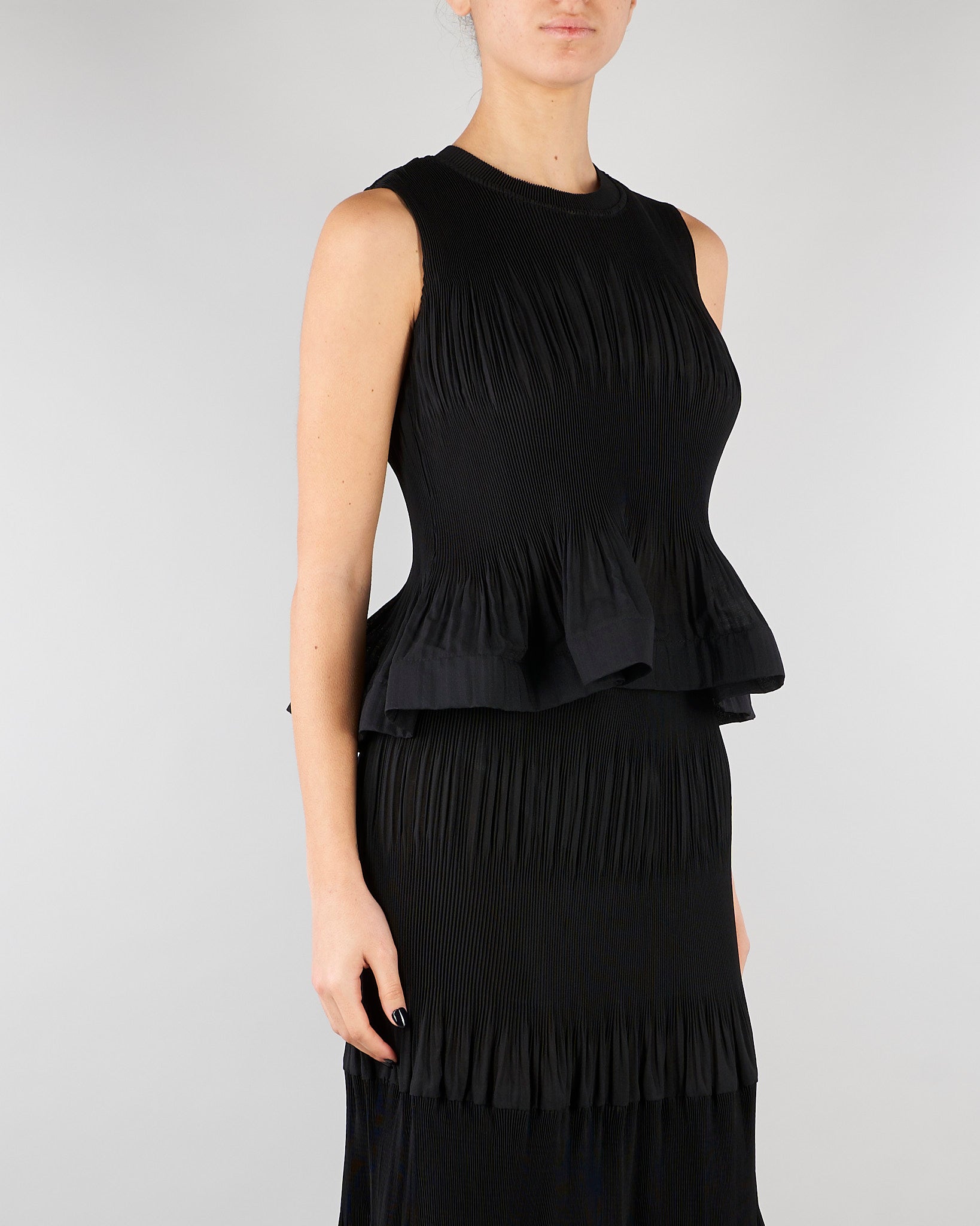 Top Nero plissè con rouches M6EY04 100 MEIMEIJ 