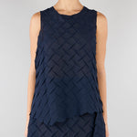 Top jacquard Blu con fondo asimmetrico M6EY12 880 MEIMEIJ 