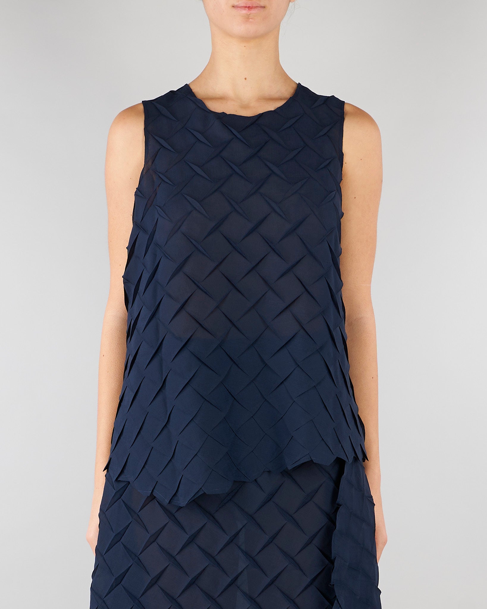 Top jacquard Blu con fondo asimmetrico M6EY12 880 MEIMEIJ 