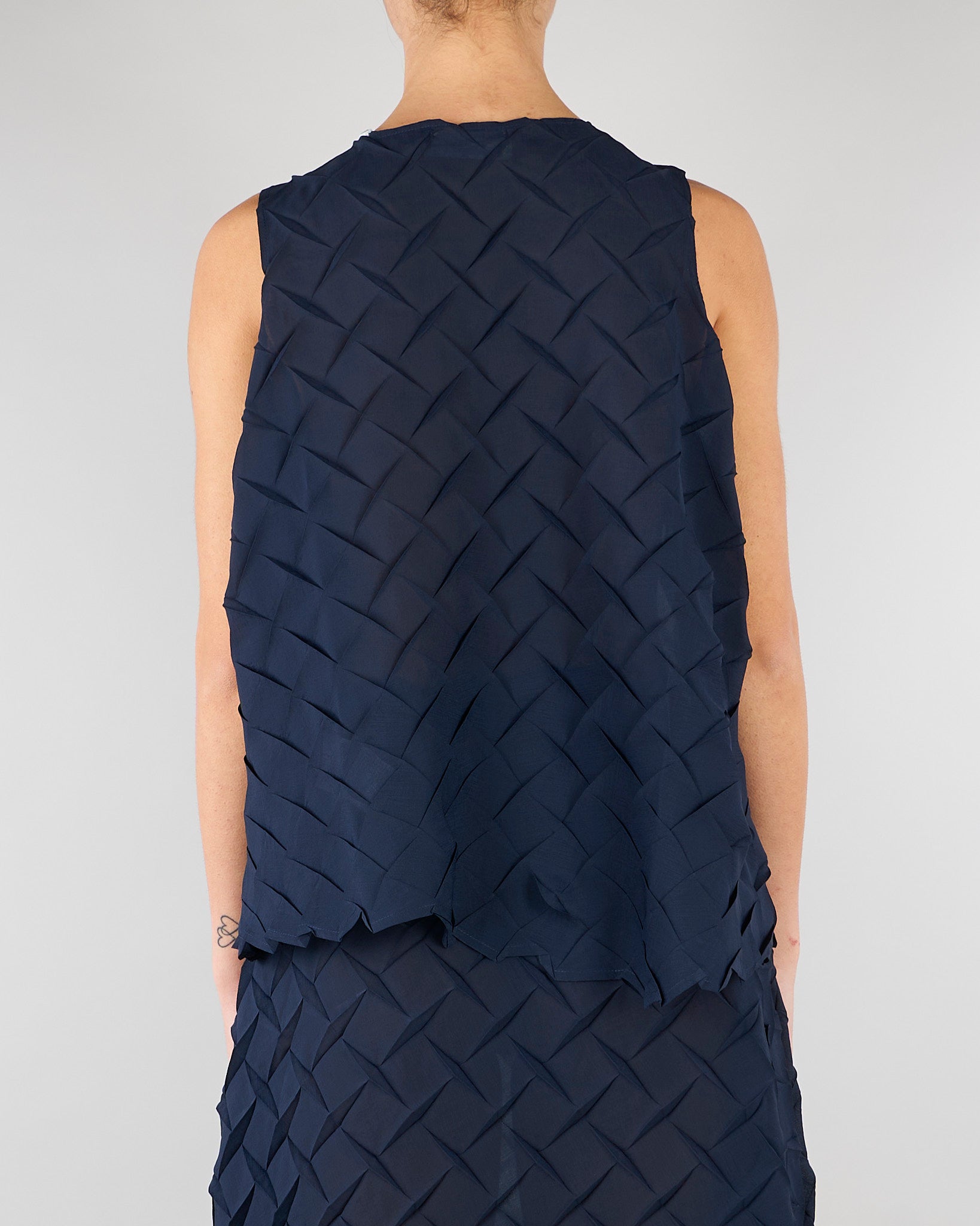 Top jacquard Blu con fondo asimmetrico M6EY12 880 MEIMEIJ 
