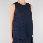 Top jacquard Blu con fondo asimmetrico M6EY12 880 MEIMEIJ 