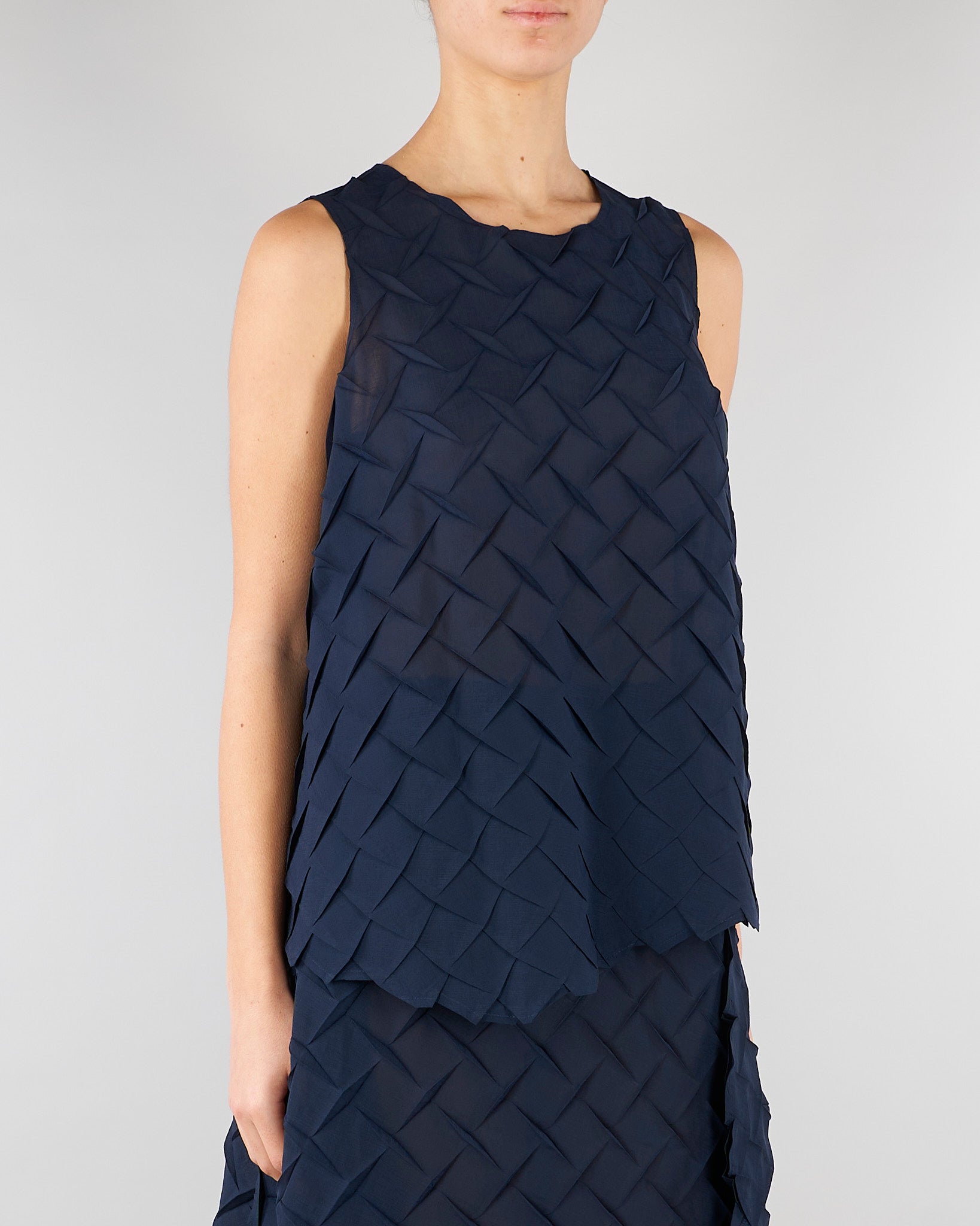 Top jacquard Blu con fondo asimmetrico M6EY12 880 MEIMEIJ 