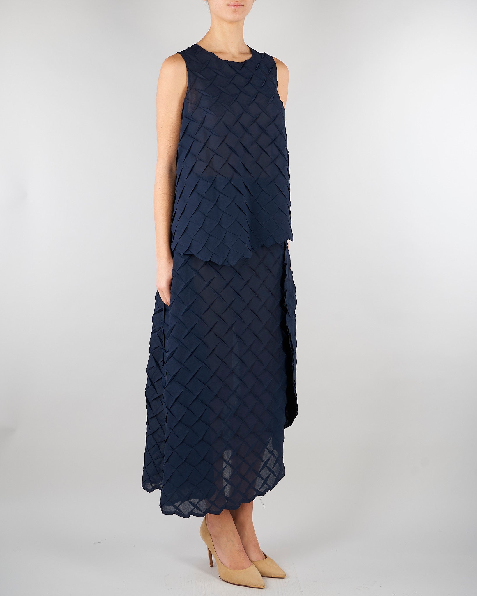 Top jacquard Blu con fondo asimmetrico M6EY12 880 MEIMEIJ 