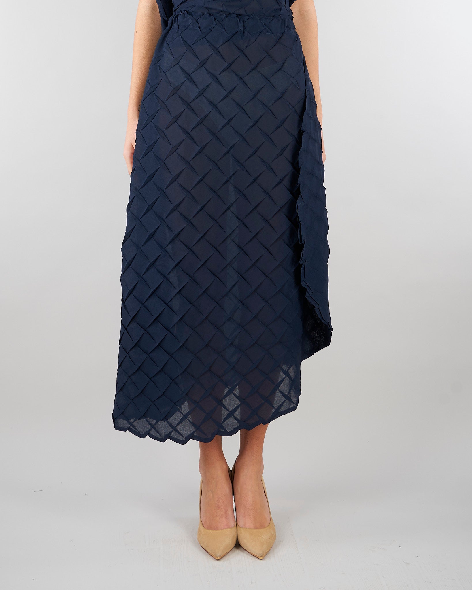 Gonna jacquard Blu con fondo asimmetrico M6EY13 880 MEIMEIJ 