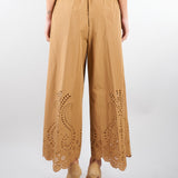 Pantalone Biscotto cropped con ricamo laser M6PD01 296 MEIMEIJ 