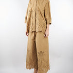 Pantalone Biscotto cropped con ricamo laser M6PD01 296 MEIMEIJ 