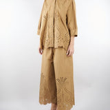 Pantalone Biscotto cropped con ricamo laser M6PD01 296 MEIMEIJ 