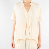 Blusa Crema con rouches sul davanti M6PE00 336 MEIMEIJ 