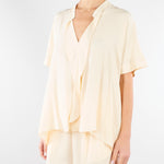 Blusa Crema con rouches sul davanti M6PE00 336 MEIMEIJ 