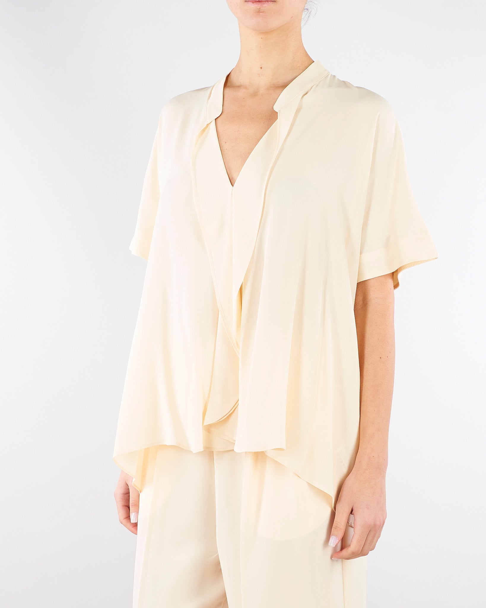 Blusa Crema con rouches sul davanti M6PE00 336 MEIMEIJ 