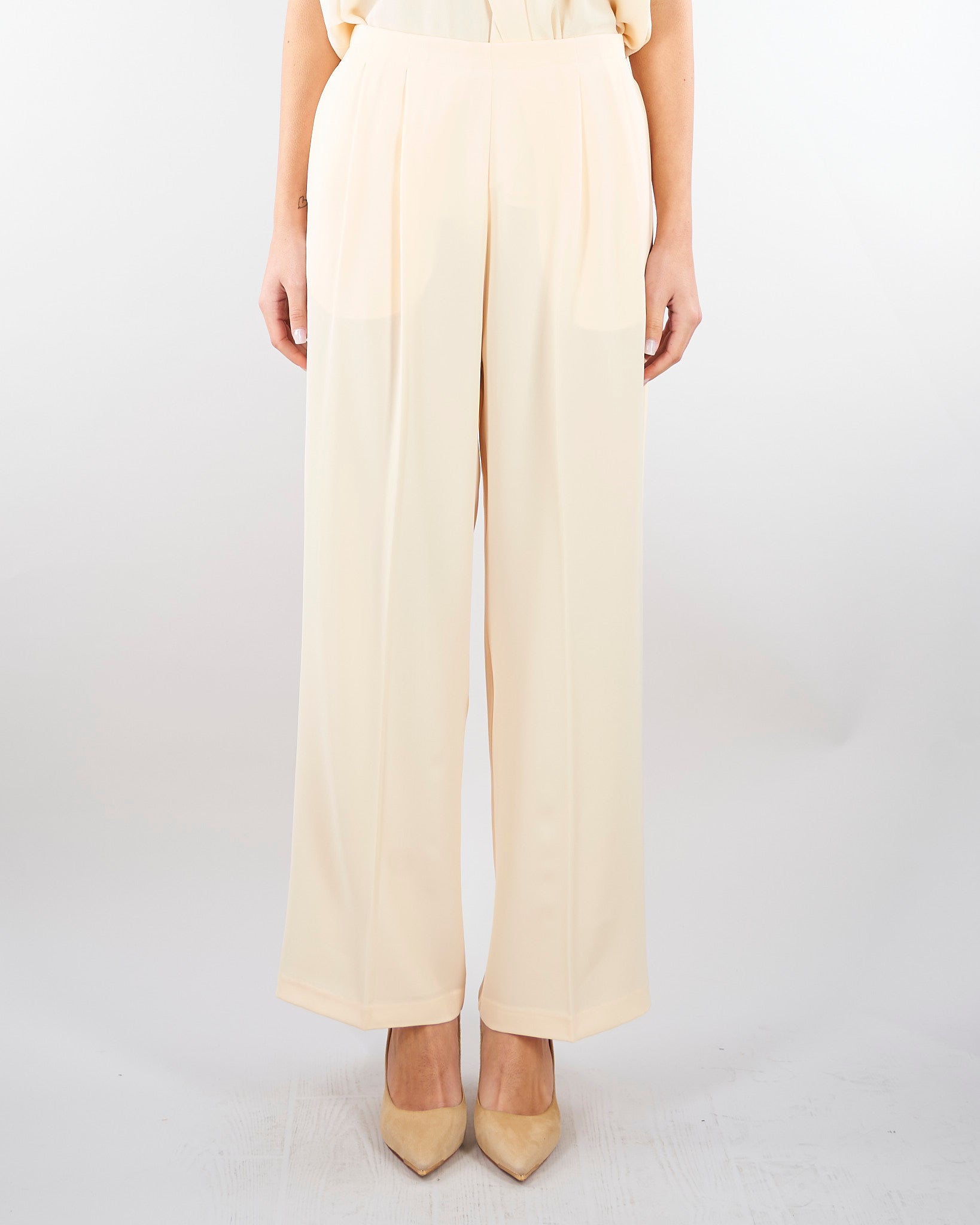Pantalone Crema con pences M6PF03 336 MEIMEIJ 