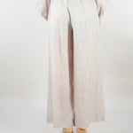 Pantalone Grigio in lino crop con elastico M6PK01 889 MEIMEIJ 
