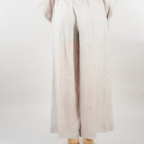 Pantalone Grigio in lino crop con elastico M6PK01 889 MEIMEIJ 