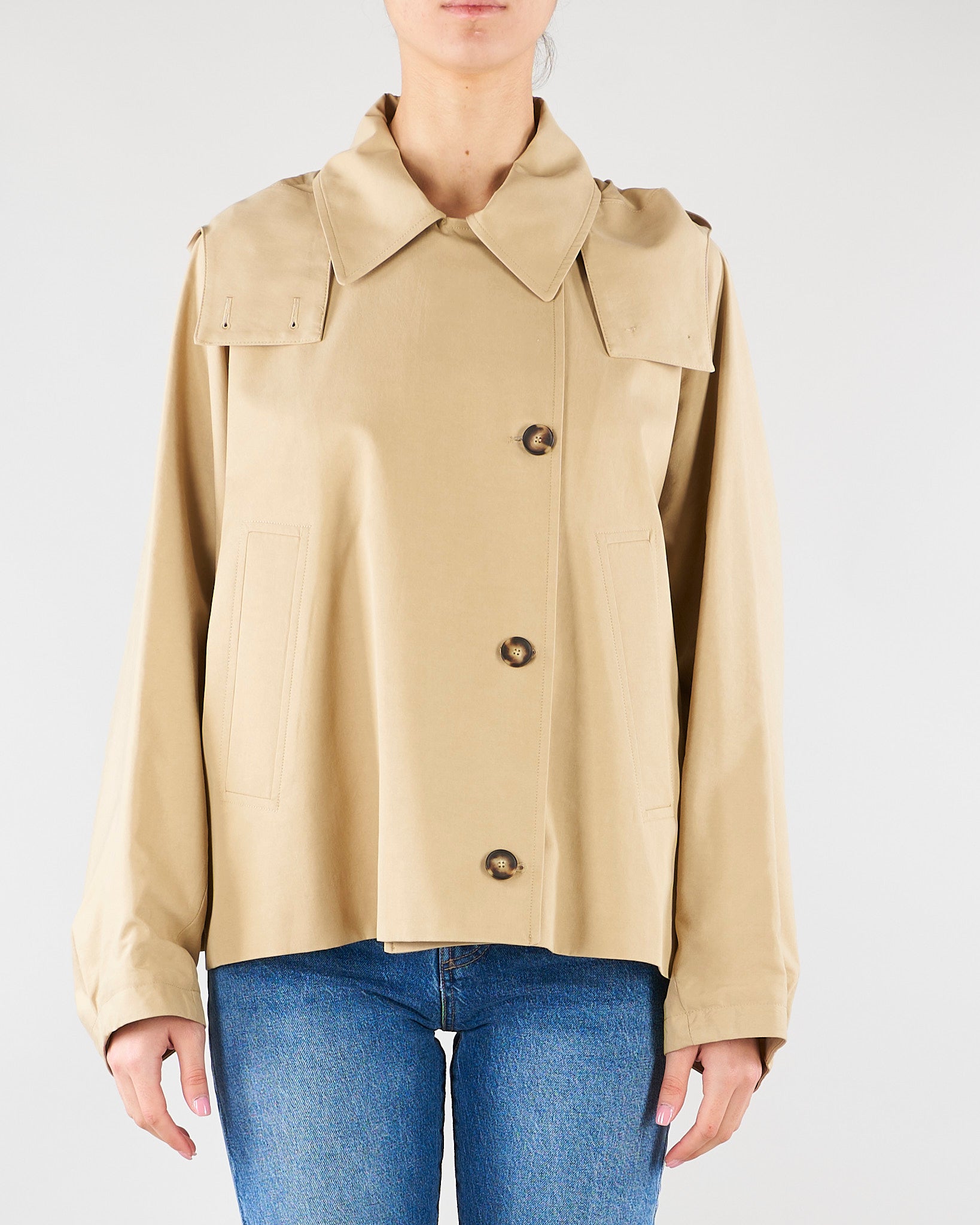 Trench corto Beige con cappuccio staccabile M6PN01 421 MEIMEIJ 
